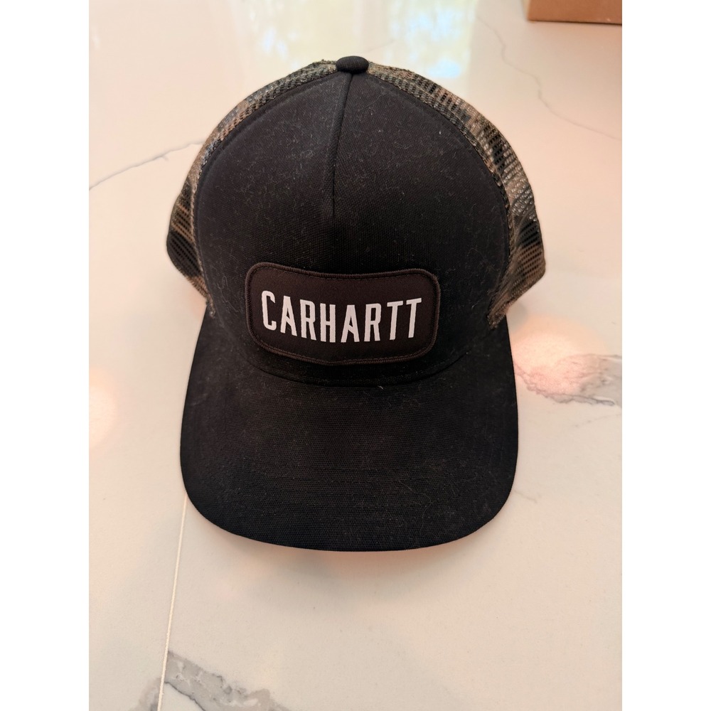 Carhartt Trucker Hat Black Mesh Snapback Logo Patch Cap OS